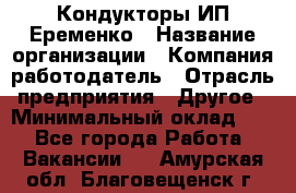 Кондукторы ИП Еременко › Название организации ­ Компания-работодатель › Отрасль предприятия ­ Другое › Минимальный оклад ­ 1 - Все города Работа » Вакансии   . Амурская обл.,Благовещенск г.